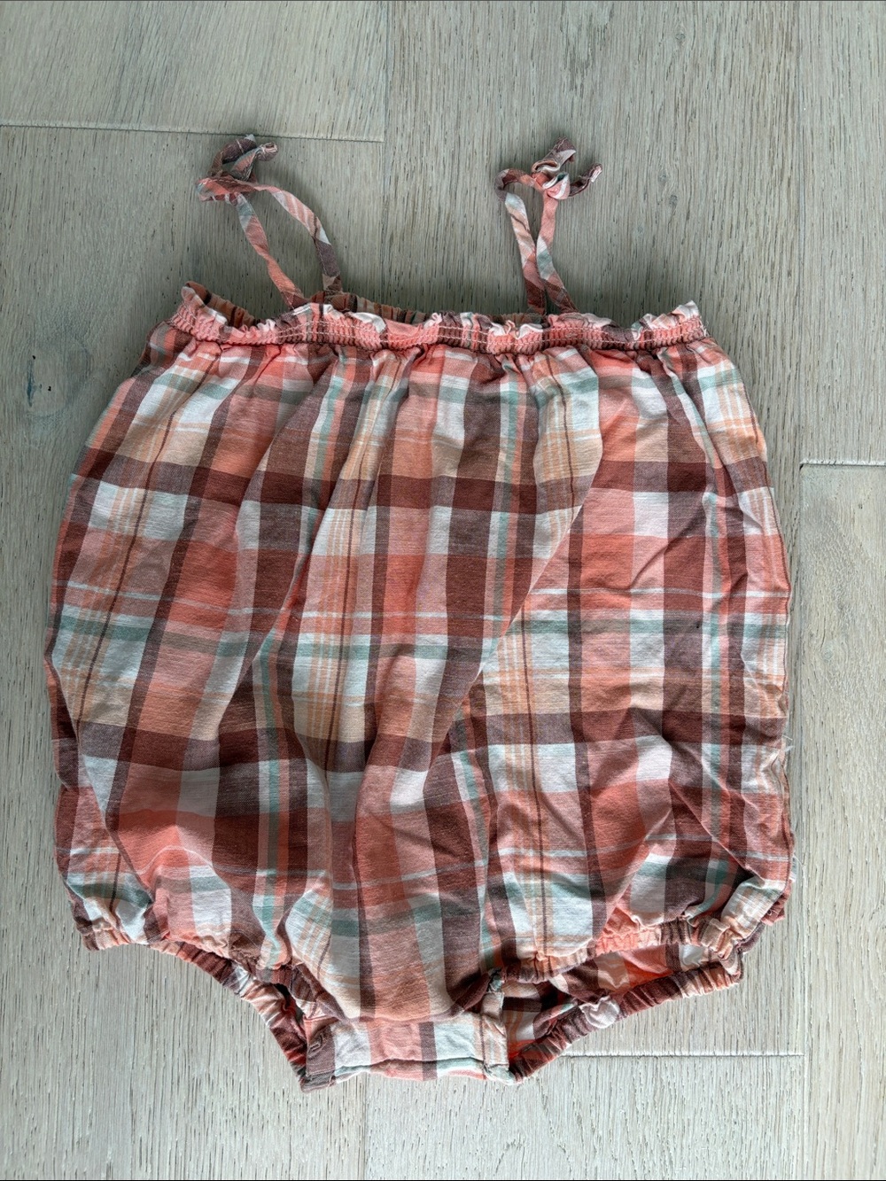 Plaid Bubble Romper - Pink Multi